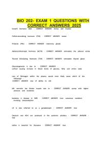 BIO 202 Exam 1 Questions with Correct Answers 2026 | Human Anatomy & Physiology II Test Ba