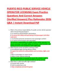 PUERTO RICO PUBLIC SERVICE VEHICLE OPERATOR LICENSING Exam Practice Questions And Correc