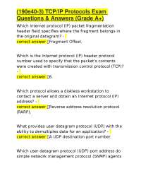 (190e40-3) TCP/IP Protocols Exam Questions & Answers (Grade A+)