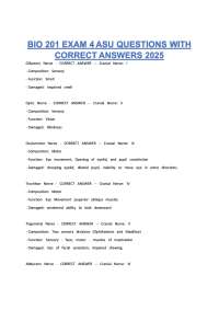 BIO 201 Exam 4 ASU Questions with Correct Answers 2026 | Human Anatomy & Physiology II Tes