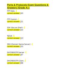 Ports & Protocols Exam Questions & Answers (Grade A+)