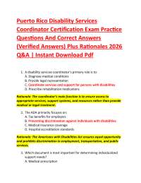 Puerto Rico Disability Services Coordinator Certification Exam Practice Questions And Co