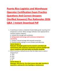 Puerto Rico Logistics and Warehouse Operator Certification Exam Practice Questions And C