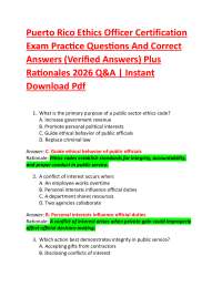 Puerto Rico Ethics Officer Certification Exam Practice Questions And Correct Answers (Ve