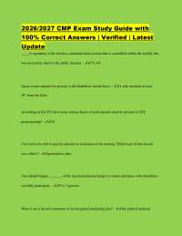 2026/2027 CMP Exam Study Guide with 100% Correct Answers | Verified | Latest Update