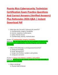 Puerto Rico Cybersecurity Technician Certification Exam Practice Questions And Correct A