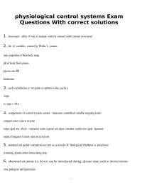 Physiological Control Systems Exam questions with correct solutions