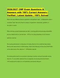 2026/2027 CMP Exam Questions & Answers with 100% Correct Answers | Verified | Latest Updat