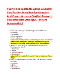 Puerto Rico Substance Abuse Counselor Certification Exam Practice Questions And Correct