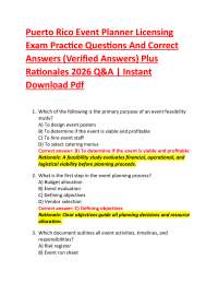 Puerto Rico Event Planner Licensing Exam Practice Questions And Correct Answers (Verifie