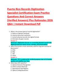 Puerto Rico Records Digitization Specialist Certification Exam Practice Questions And Co