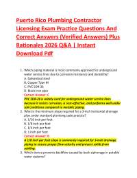 Puerto Rico Plumbing Contractor Licensing Exam Practice Questions And Correct Answers (V