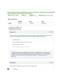 BSN 425 AGING, AGEISM, COMMUNICATION, CULTURE QUIZ | QUESTIONS AND ANSWERS | 2026 UPDATED