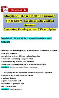 Maryland Life Insurance Producer Final Exam | Practice Questions & Study Guide | Licensing