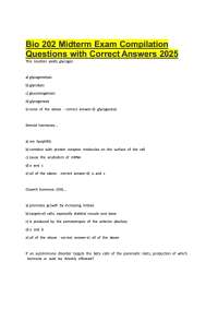 BIO 202 Midterm Exam Compilation Questions with Correct Answers 2026 | Human Anatomy & Phy