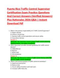 Puerto Rico Traffic Control Supervisor Certification Exam Practice Questions And Correct