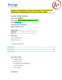 Human Anatomy & Physiology I (BIOL251) Portage Learning Final Exams (500+ Questions & Ans)