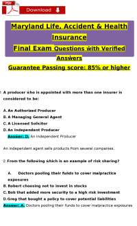Maryland Life Insurance Producer Final Exam | Practice Questions & Study Guide | Licensing