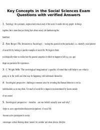 Key Concepts in the social science Exam questions with verified solutions