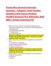 Puerto Rico General Contractor Licensing – Category I Exam Practice Questions And Correc