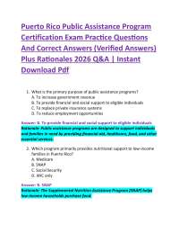 Puerto Rico Public Assistance Program Certification Exam Practice Questions And Correct