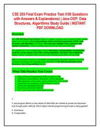 CSE 205 Final Exam Practice Test (100 Questions with Answers & Explanations) | Java OOP,