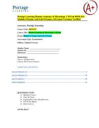 Human Anatomy & Physiology I (BIOL251) – Portage Learning – Module 8 Exams and Lab 8 Exams
