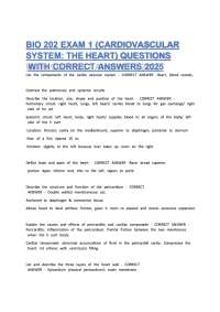 BIO 202 Exam 1 (Cardiovascular System) Questions with Correct Answers 2026 | Human Anatomy
