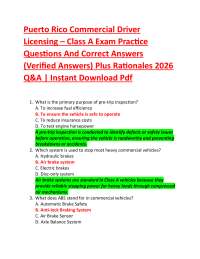Puerto Rico Commercial Driver Licensing – Class A Exam Practice Questions And Correct An