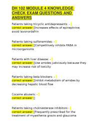 DH 102 MODULE 4 KNOWLEDGE CHECK EXAM QUESTIONS AND ANSWERS