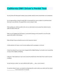 California DMV Driver’s Permit Test 2026 Practice Questions Study Guide & Answers