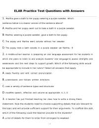 ELAR Practice Test Questions with Answers