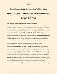 Illinois Private Detective Licensing ACTUAL EXAM QUESTIONS AND CORRECT DETAILED ANSWERS LA