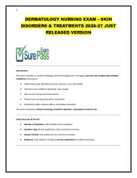 DERMATOLOGY NURSING EXAM – SKIN DISORDERS & TREATMENTS 2026-27 JUST RELEASED VERSION