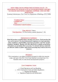 NEW YORK CRANE OPERATOR LICENSING EXAM - (70 QUESTIONS) UP-TO-DATE ACTUAL EXAM QUESTIONS