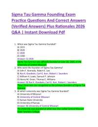 Sigma Tau Gamma Founding Exam Practice Questions And Correct Answers (Verified Answers)