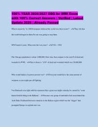 100% YEAR 2026/2027 DBQ for WWI Exam with 100% Correct Answers | Verified | Latest Update