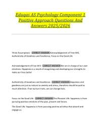 Eduqas AS Psychology Component 1 Positive Approach Questions And Answers 2025/2026