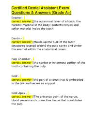 Certified Dental Assistant Exam Questions & Answers (Grade A+)