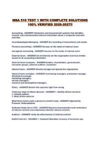 MBA 510 TEST 1 WITH COMPLETE SOLUTIONS 100% VERIFIED 2026-2027!!