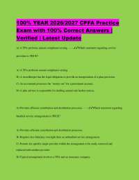 100% YEAR 2026/2027 CPFA Practice Exam with 100% Correct Answers | Verified | Latest Updat