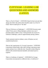 CLFP EXAM - LEASING LAW QUESTIONS AND ANSWERS (LATEST)