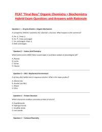 PCAT “Final Boss” Organic Chemistry + Biochemistry Hybrid Exam Questions and Answers