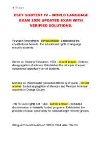 CSET SUBTEST IV – WORLD LANGUAGE EXAM 2026 UPDATED EXAM WITH VERIFIED SOLUTIONS.