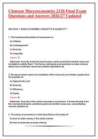 Clemson Macroeconomics 2120 Final Exam Questions and Answers 2026/27 Updated