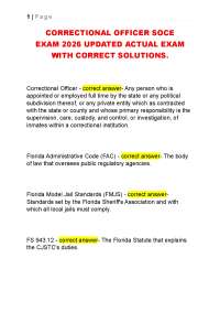 CORRECTIONAL OFFICER SOCE EXAM 2026 UPDATED ACTUAL EXAM WITH CORRECT SOLUTIONS.