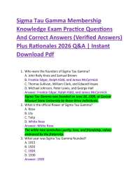 Sigma Tau Gamma Membership Knowledge Exam Practice Questions And Correct Answers (Verifi