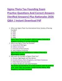 Sigma Theta Tau Founding Exam Practice Questions And Correct Answers (Verified Answers)