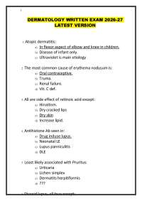 DERMATOLOGY WRITTEN EXAM 2026-27 LATEST VERSION