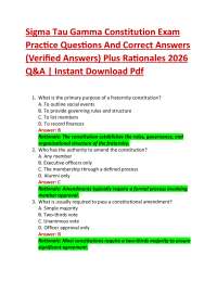 Sigma Tau Gamma Constitution Exam Practice Questions And Correct Answers (Verified Answe